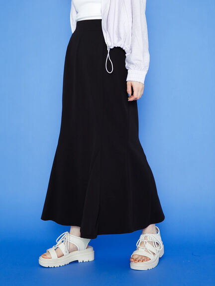 koe(コエ) |カットジョーゼット裾フレアマーメイドスカート(ブラック)