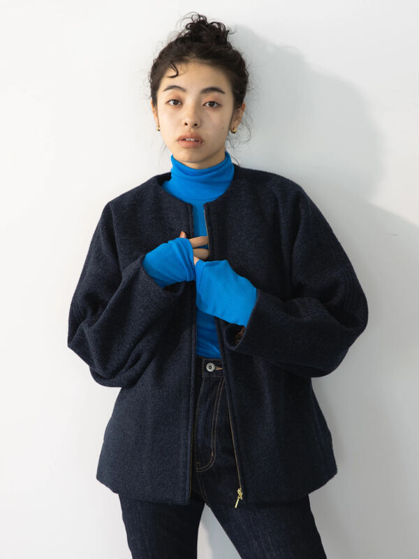 ジップアップコクーンブルゾン グレーベージュ ネイビー エクリュ Koe コエ のレディースブルゾン Kp24l0z1400 ファッション通販のstripe Club