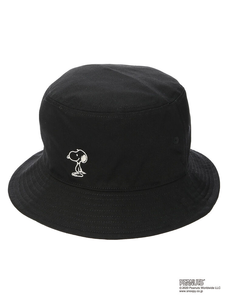 【アウトレット】【Snoopy】刺繍バケットハット（オフホワイト/ブラック） / NiCORON（ニコロン）のレディースハット・帽子