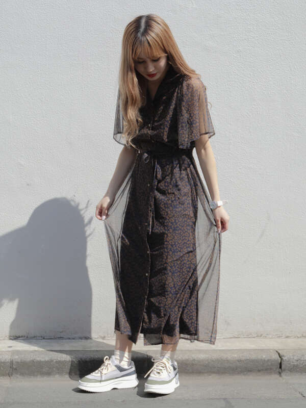 アウトレット レオパード柄ワンピースセット ベージュ ブルー Nicoron ニコロン のレディースワンピース Mb02l0h0600 ファッション通販のstripe Club