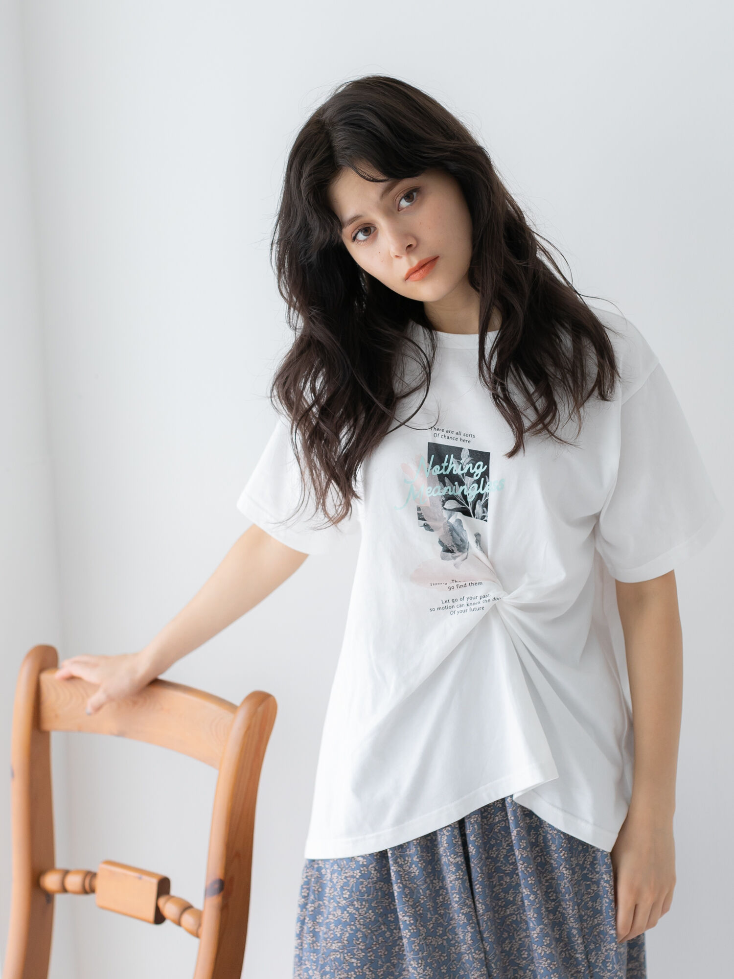 【アウトレット】ねじりフォトTシャツ（オフホワイト/ブラック