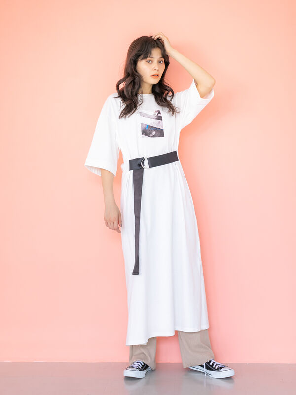 アウトレット テープベルト付カットワンピース オフホワイト ブラック ライムグリーン Nicoron ニコロン のレディースワンピース Mb06l1h0300 ファッション通販のstripe Club