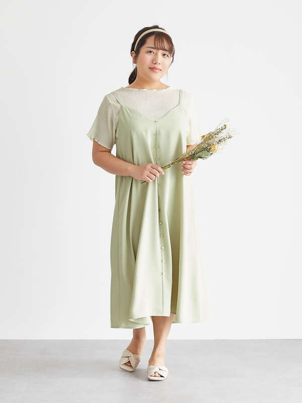 Hina キャミワンピース ベージュ ミント Collaboration コラボレーション のレディースワンピース Mf12l0h0300 ファッション通販のstripe Club