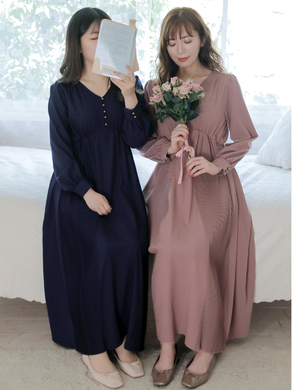 優しい夢のワンピース ダークピンク ネイビー Areeam アリーム のレディースワンピース Mj03l0h0550 ファッション通販のstripe Club