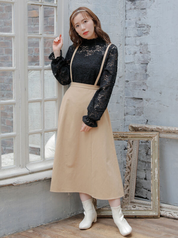 サスペンダー付き2wayスカート ベージュ Areeam アリーム のレディーススカート Mj04l0l0150 ファッション通販のstripe Club