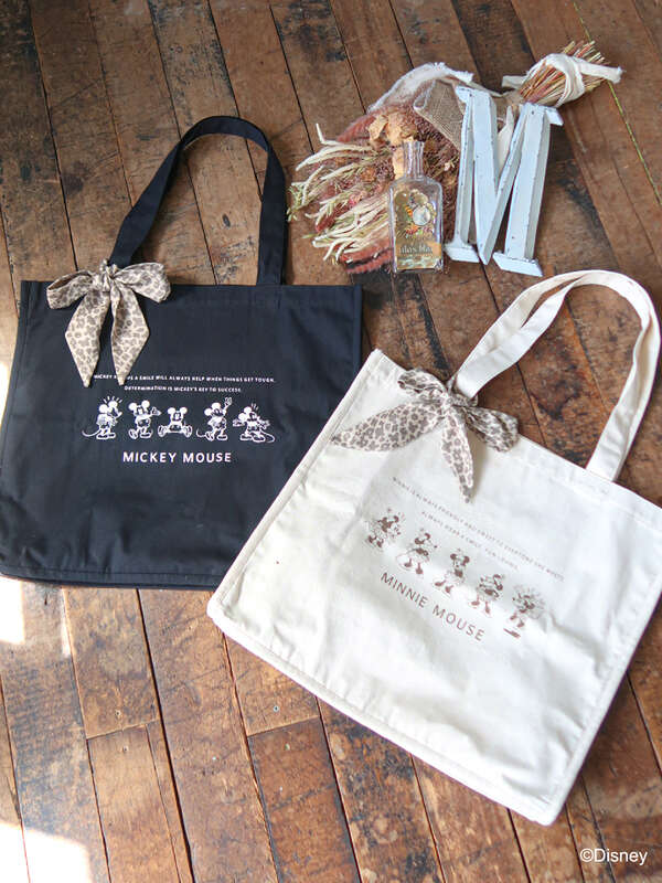 ミッキー ミニー レオパードリボン付きトートバッグ アイボリー ブラック Areeam アリーム のレディースバッグ ポーチ Mw04l0j0100 ファッション通販のstripe Club