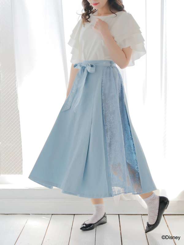 アリス レース切り替えスカート サックスブルー Areeam アリーム のレディーススカート Mw12l0l0100 ファッション通販のstripe Club