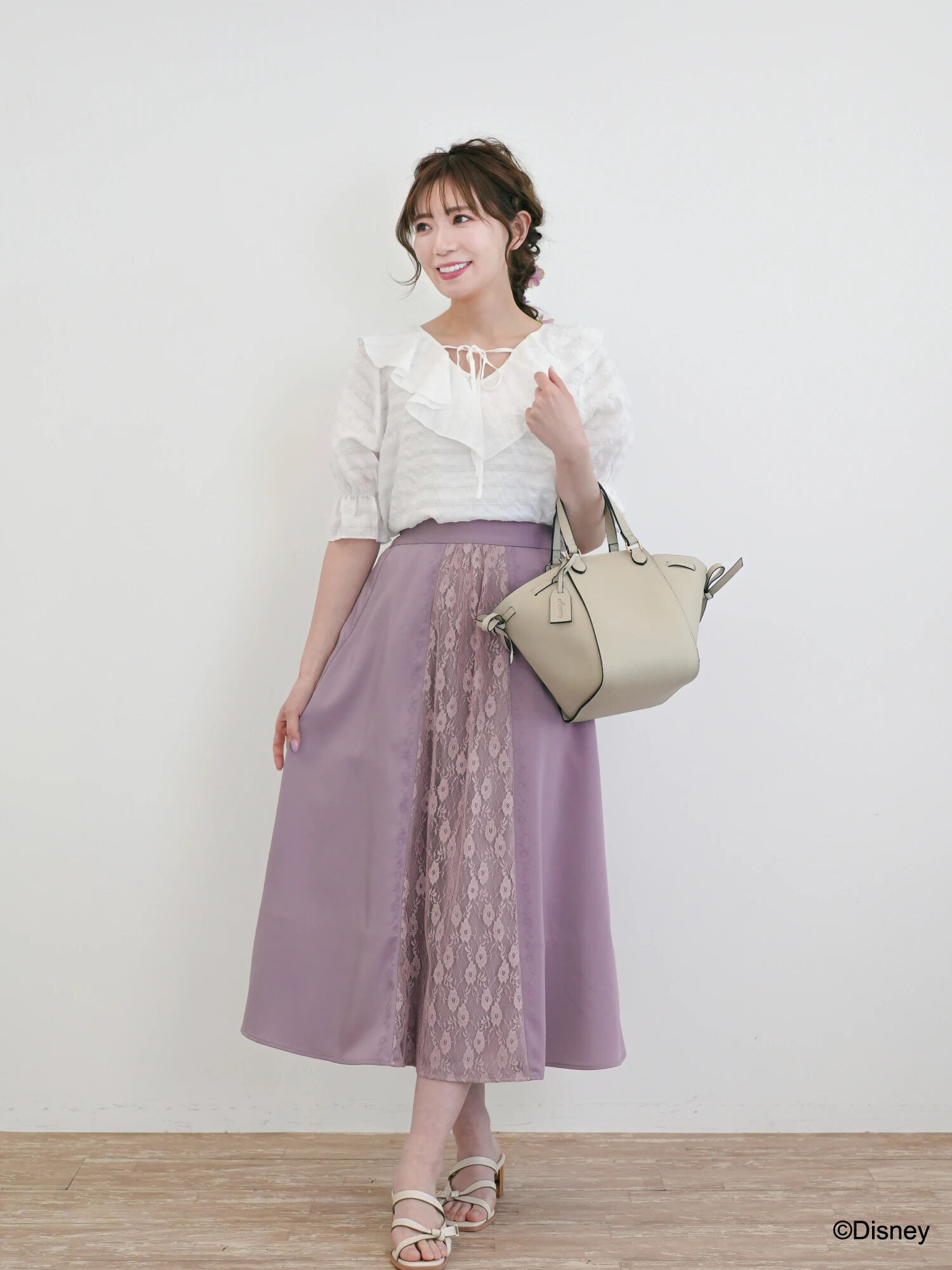 紫③ Areeam / Disney ラプンツェル/レース切り替えスカート、バッグ