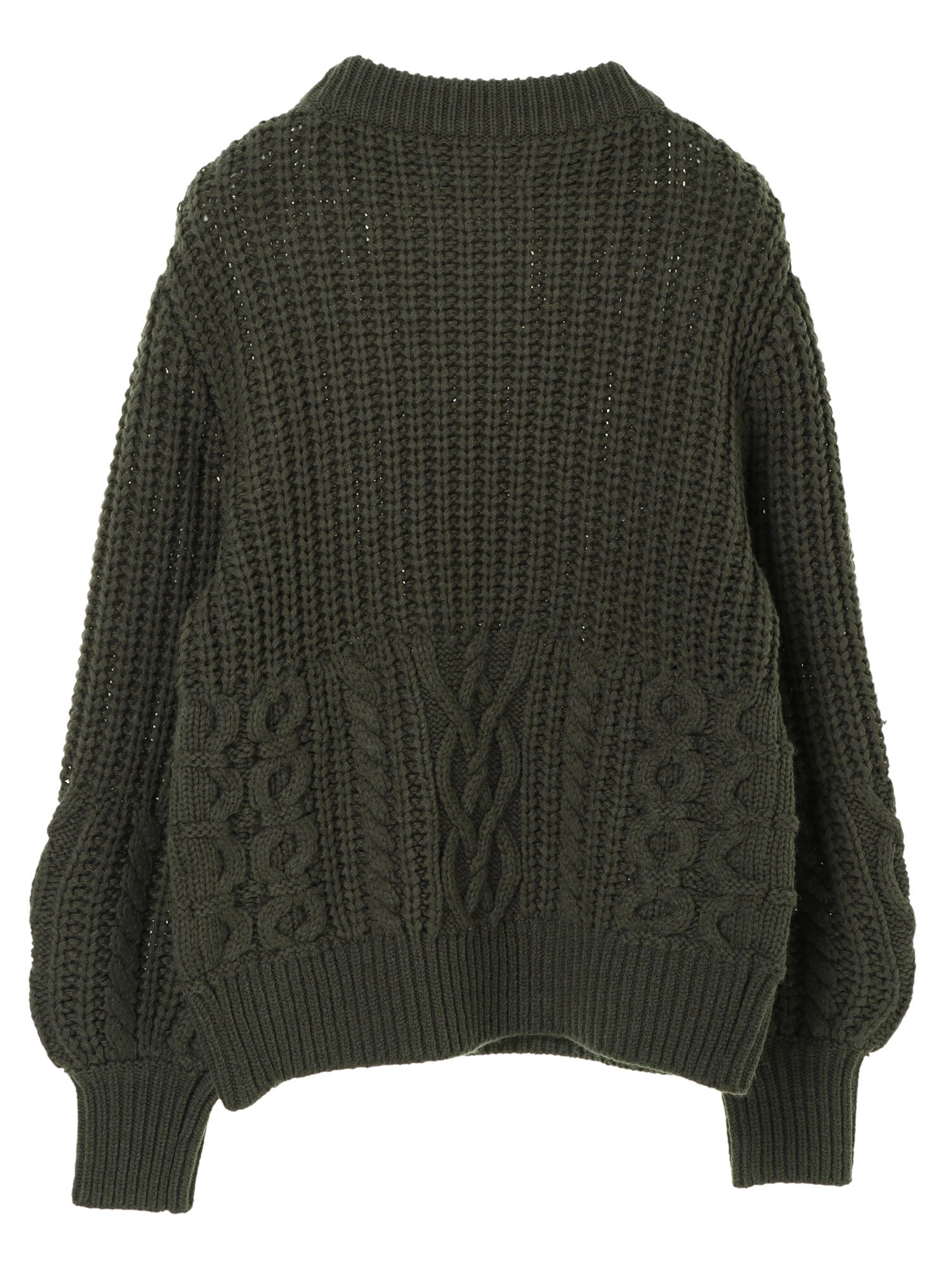 【SUPERTHANKS】CABLE KNIT CREW（オフホワイト/ブラック 