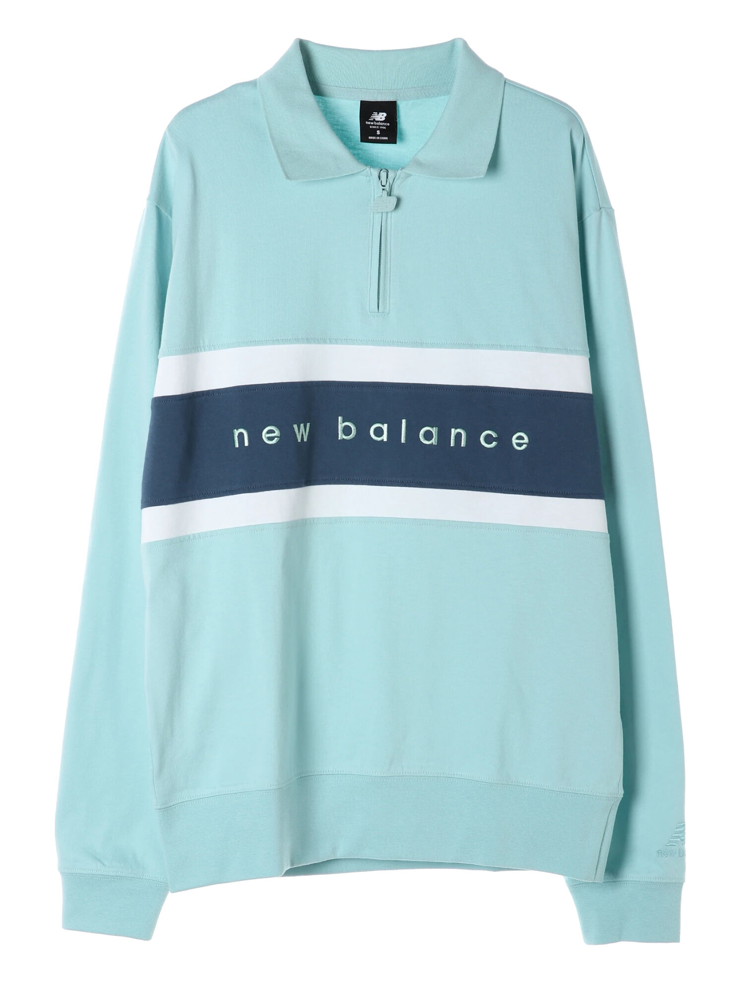 New Balance】プレップラグビーシャツ(ライトブルー/ネイビー