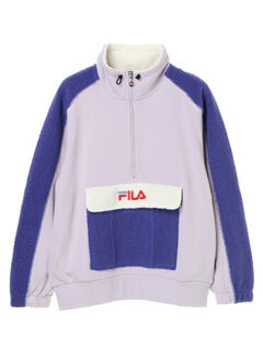 FILA】ボアMIXハーフジッププル（オフホワイト/レッド/ネイビー