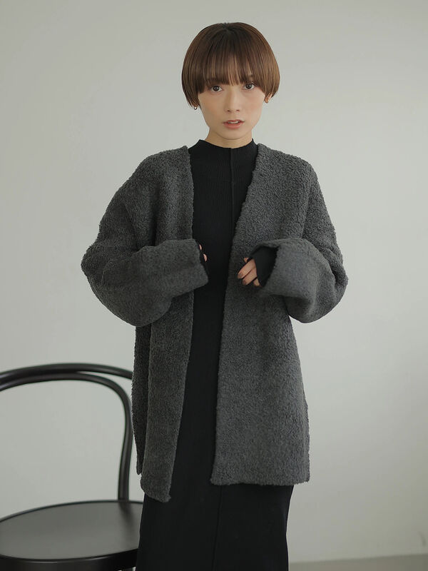 ダブルフェイスニットコート チャコールグレー モカ Rem Closet レムクローゼット のレディースコート Ng15l2z0100 ファッション通販のstripe Club