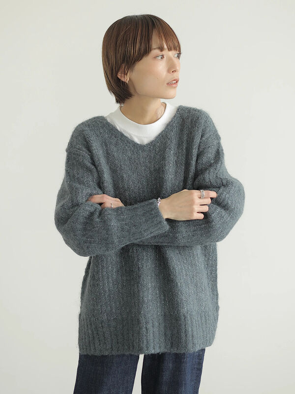 ローゲージニット アイボリー ブルー Rem Closet レムクローゼット のレディースニット セーター Ng15l2c0600 ファッション通販のstripe Club