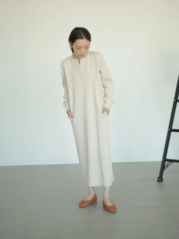 ラゲットリブワンピース アイボリー グレーベージュ Rem Closet レムクローゼット のレディースワンピース Ng21l1h0100 ファッション通販のstripe Club