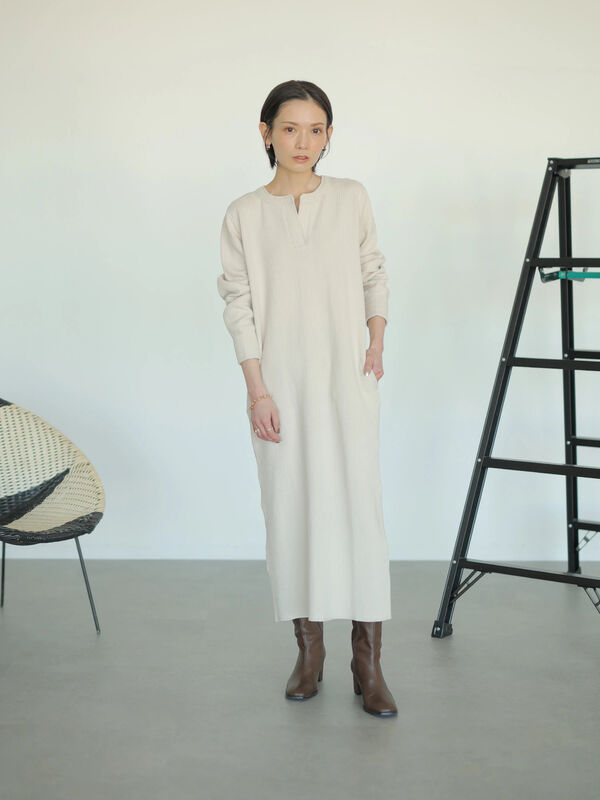 ラゲットリブワンピース アイボリー グレーベージュ Rem Closet レムクローゼット のレディースワンピース Ng21l1h0100 ファッション通販のstripe Club