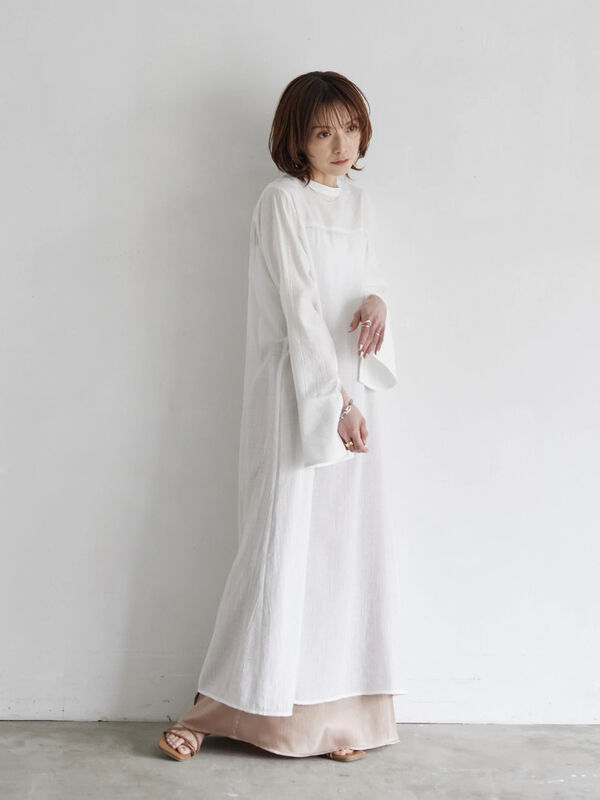 ワッシャーワンピース オフホワイト ブラック Rem Closet レムクローゼット のレディースワンピース Ng22l0h0100 ファッション通販のstripe Club