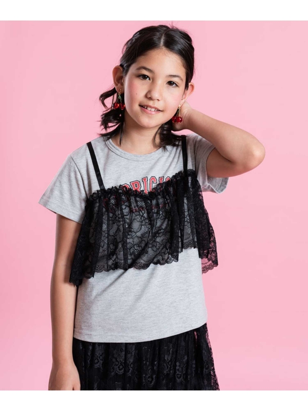 Cheer Girl Tシャツキャミ付き 杢グレー Stripe Club Kids By Smarby ストライプクラブ キッズ バイ スマービー のキッズtシャツ Ccn9073 ファッション通販のstripe Club