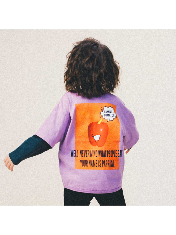 Branshes 重ね着風長袖プリントtシャツ ベージュ パープル Stripe Club Kids By Smarby ストライプクラブ キッズ バイ スマービー のキッズtシャツ 11 0305 362 ファッション通販のstripe Club