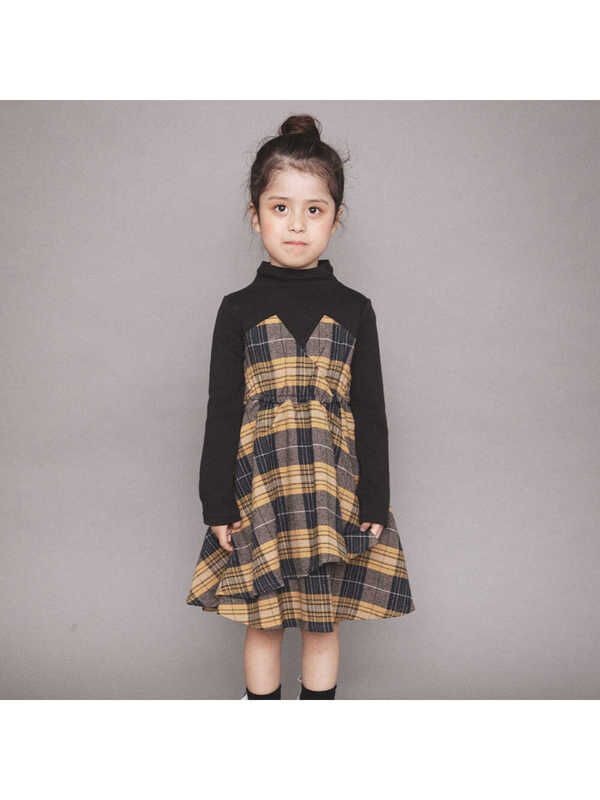 Branshes チェック柄ドッキングワンピース ベージュ ネイビー Stripe Club Kids By Smarby ストライプクラブ キッズ バイ スマービー のキッズワンピース 12 0436 1 ファッション通販のstripe Club