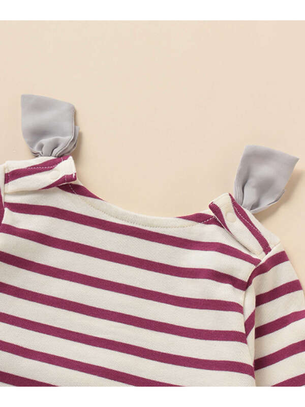 Petit Main 肩リボンスカラップボーダーtシャツ ブラック ピンク ゴールド Stripe Club Kids By Smarby ストライプクラブ キッズ バイ スマービー のキッズtシャツ Ccn9045 ファッション通販のstripe Club