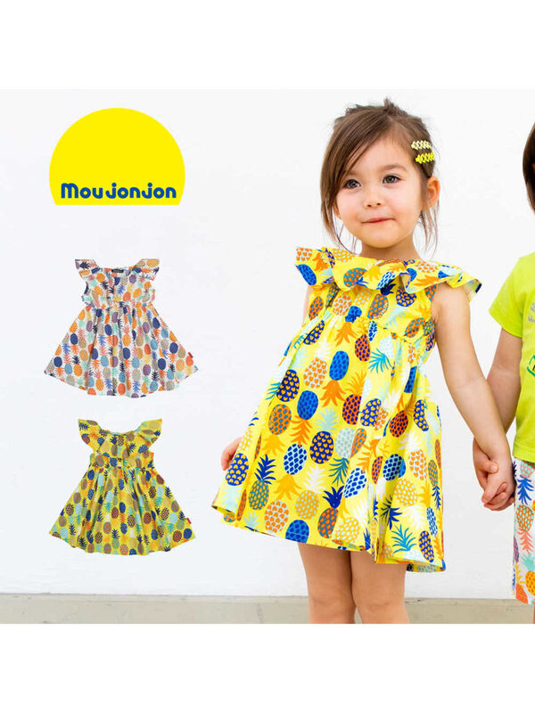Moujonjon カラフルパイン柄ワンピース ホワイト イエロー Stripe Club Kids By Smarby ストライプクラブ キッズ バイ スマービー のキッズワンピース Ccn9075 M ファッション通販のstripe Club