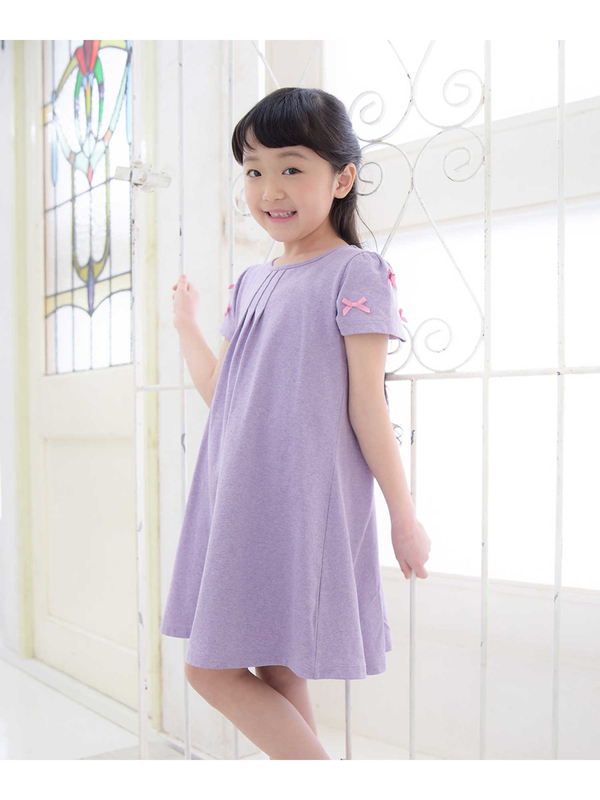 Iammarilyn キッズ服綿100 リボン付き後ろフリル切り替えaラインワンピース ブルー パープル Stripe Club Kids By Smarby ストライプクラブ キッズ バイ スマービー のキッズワンピース Ccn9026 ファッション通販のstripe Club