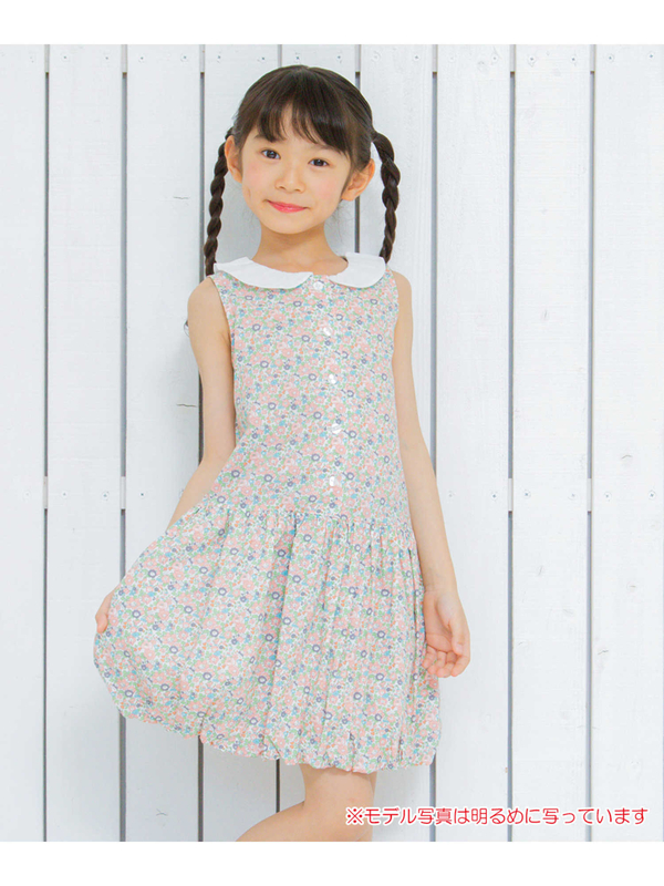 Moononnon 綿100 手描き風小花柄襟付き裾バルーンワンピース ピンク ブルー Stripe Club Kids By Smarby ストライプクラブ キッズ バイ スマービー のキッズワンピース Ccn9025 ファッション通販のstripe Club