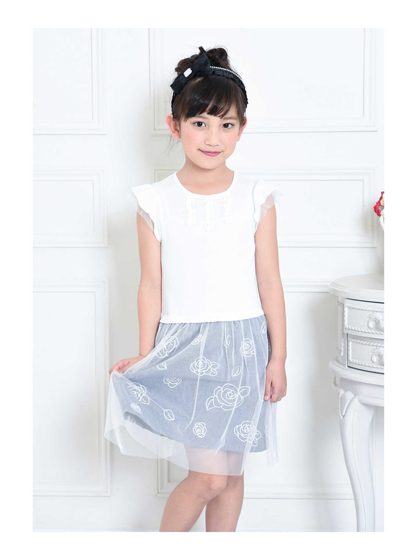 Moononnon フリルつきお花バラ柄 チュールドッキングワンピース ネイビー Stripe Club Kids By Smarby ストライプクラブ キッズ バイ スマービー のキッズワンピース Ccn9025 ファッション通販のstripe Club