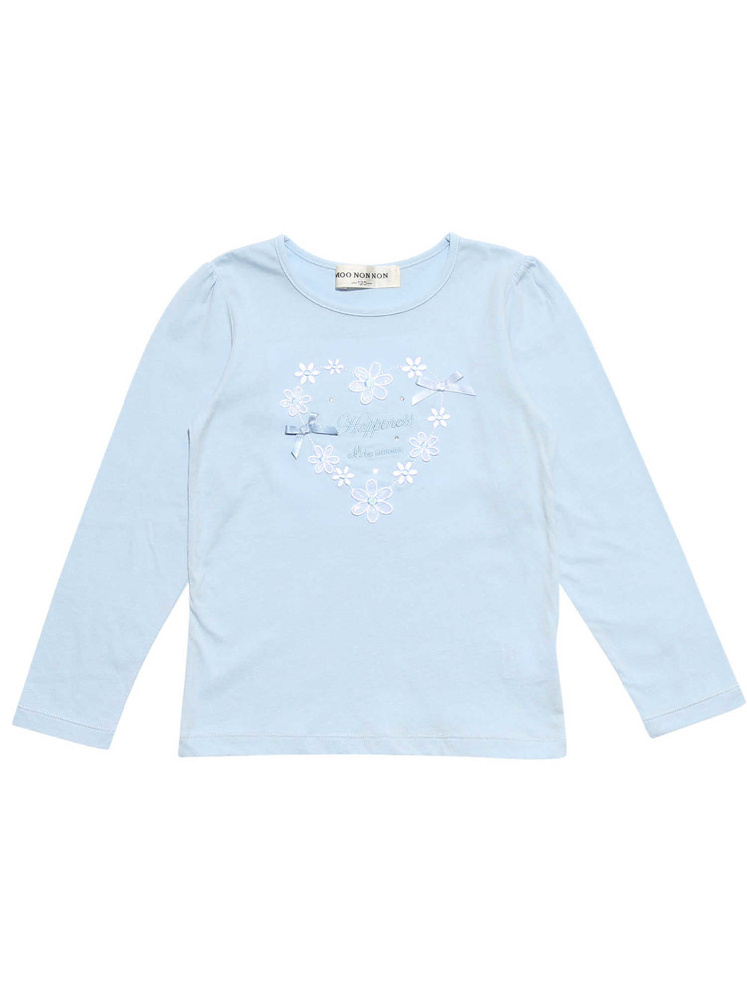 Moononnon 綿100 お花モチーフ ロゴ刺繍リボンつきハート型tシャツ ピンク ブルー Stripe Club Kids By Smarby ストライプクラブ キッズ バイ スマービー のキッズtシャツ Ccn9025 ファッション通販のstripe Club