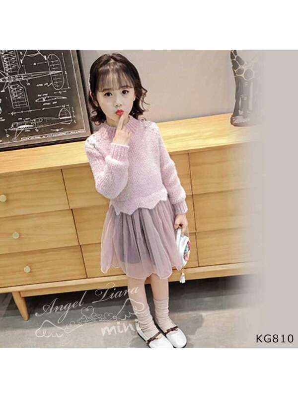 Angel Tiara Mini ニット ワンピース Kg810 ブルー Stripe Club Kids By Smarby ストライプクラブ キッズ バイ スマービー のキッズワンピース Ccn9056 Kg810 ファッション通販のstripe Club