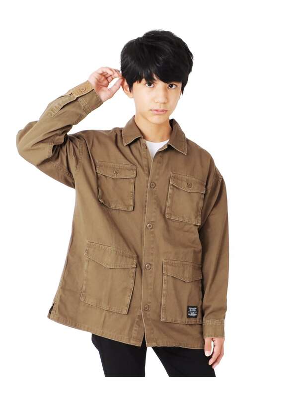 Glazos ツイル ミリタリーシャツジャケット ベージュ カーキ Stripe Club Kids By Smarby ストライプクラブ キッズ バイ スマービー のキッズジャケット Ccn9022 ファッション通販のstripe Club