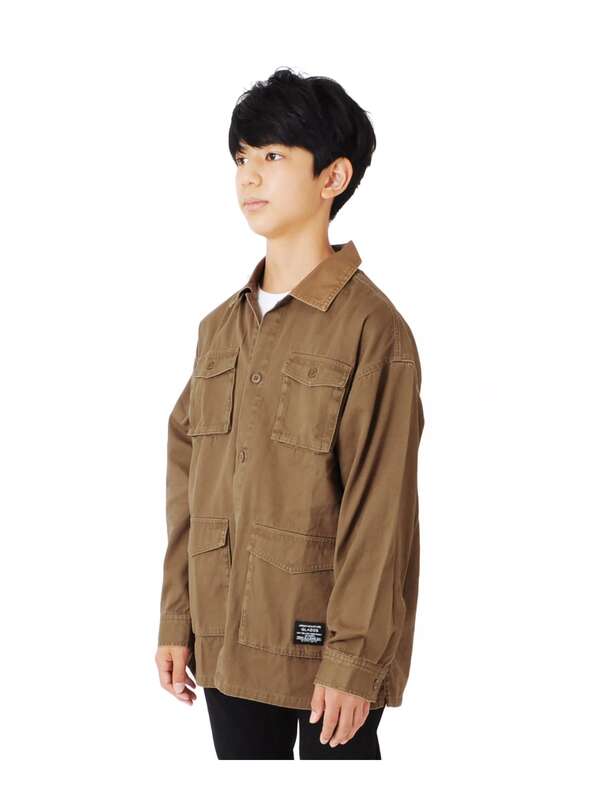 Glazos ツイル ミリタリーシャツジャケット ベージュ カーキ Stripe Club Kids By Smarby ストライプクラブ キッズ バイ スマービー のキッズジャケット Ccn9022 ファッション通販のstripe Club