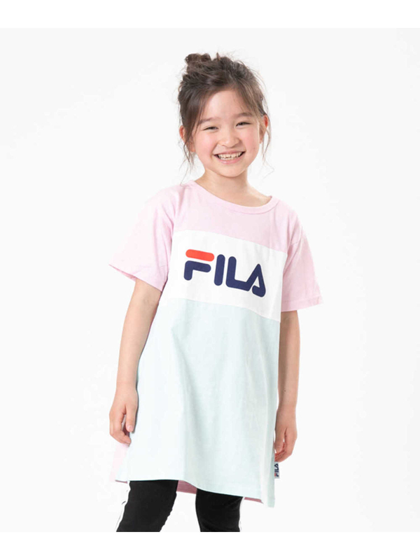 Chil2 Fila フィラ 3段切替半袖ワンピース ピンク レッド Stripe Club Kids By Smarby ストライプクラブ キッズ バイ スマービー のキッズワンピース Ccn9059 ファッション通販のstripe Club