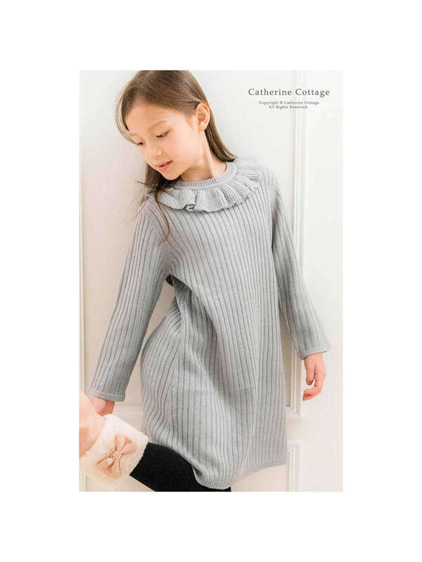 Catherinecottage フリル襟ニットワンピ グレー ピンク ネイビー パープル Stripe Club Kids By Smarby ストライプクラブ キッズ バイ スマービー のキッズワンピース Ccn9067 Hl010t ファッション通販のstripe Club