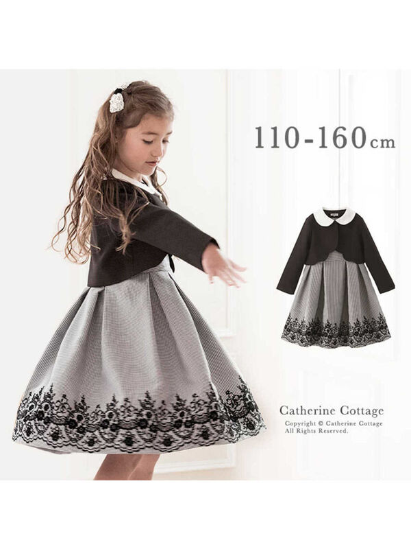 Catherinecottage フォーマル 裾スカラップボレロ フロッキー花柄ワンピースセット ブラック Stripe Club Kids By Smarby ストライプクラブ キッズ バイ スマービー のキッズワンピース Ccn9067 Pc851 ファッション通販のstripe Club