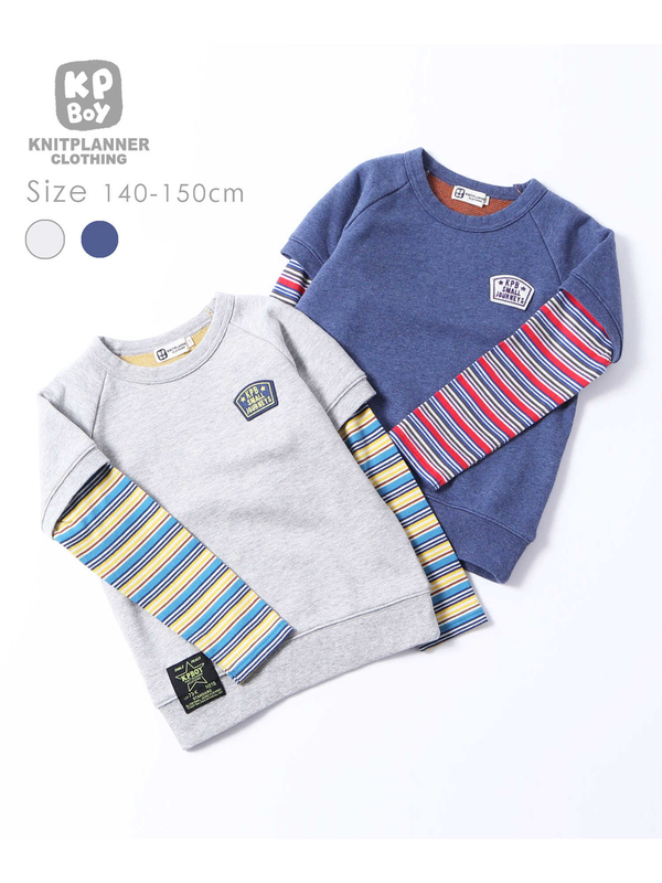 Kp Boyケーピーボーイ レイヤード風トレーナー 140 150cm 杢グレー ネイビー Stripe Club Kids By Smarby ストライプクラブ キッズ バイ スマービー のキッズその他トップス Ccn9039 3307u1 ファッション通販のstripe Club