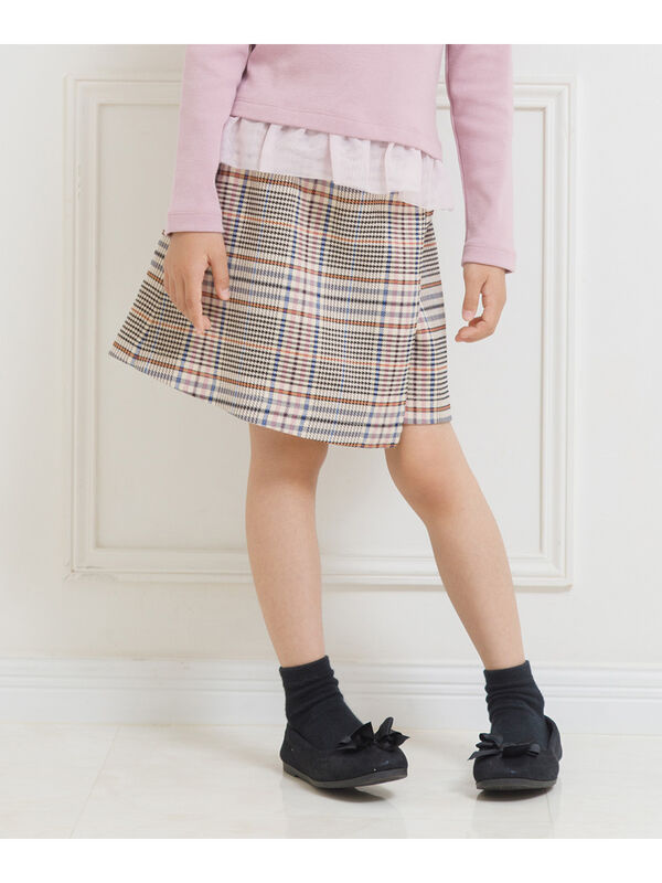 むーのんのん 子供服 女の子 膝丈 普段着 通学着 チェック柄 スカート風キュロットパンツ ベージュ Moononnon ベージュ Stripe Club Kids By Smarby ストライプクラブ キッズ バイ スマービー のキッズパンツ Ccn9025 ファッション通販のstripe Club