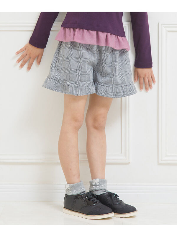 むーのんのん 子供服 女の子 キュロット 膝丈 普段着 通学着 裾フリルグレンチェック ウエストゴム ポケット付き ホワイト ブラック Moononnon ブラック ホワイト Stripe Club Kids By Smarby ストライプクラブ キッズ バイ スマービー のキッズパンツ