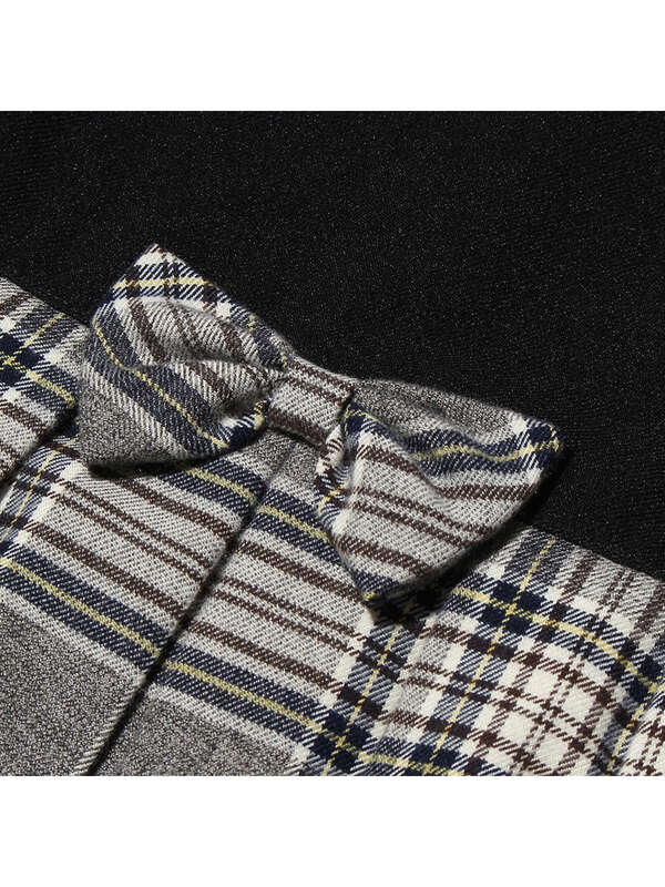 むーのんのん 子供服 女の子 ワンピース ジャンパースカート 半袖 日本製 発表会 食事会 結婚式 フォーマル お出かけ着 ウエスト切り替えチェックリボン付き Moononnon ブラック Stripe Club Kids By Smarby ストライプクラブ キッズ バイ スマービー の