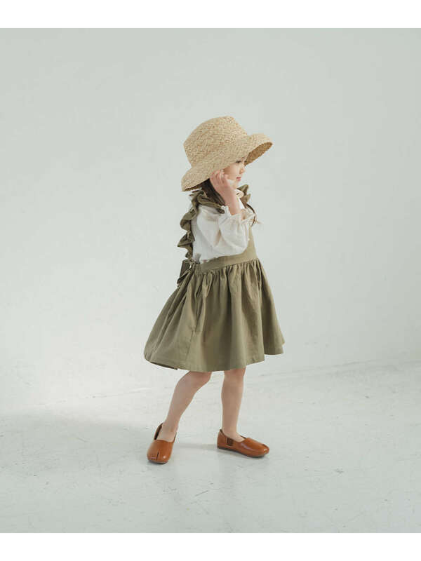 Riziere ピュアコットンショルダーフリルエプロンワンピース ボルドー モカ ブラウン カーキ Stripe Club Kids By Smarby ストライプクラブ キッズ バイ スマービー のキッズワンピース Ccn9069 Rzawop18 ファッション通販のstripe Club