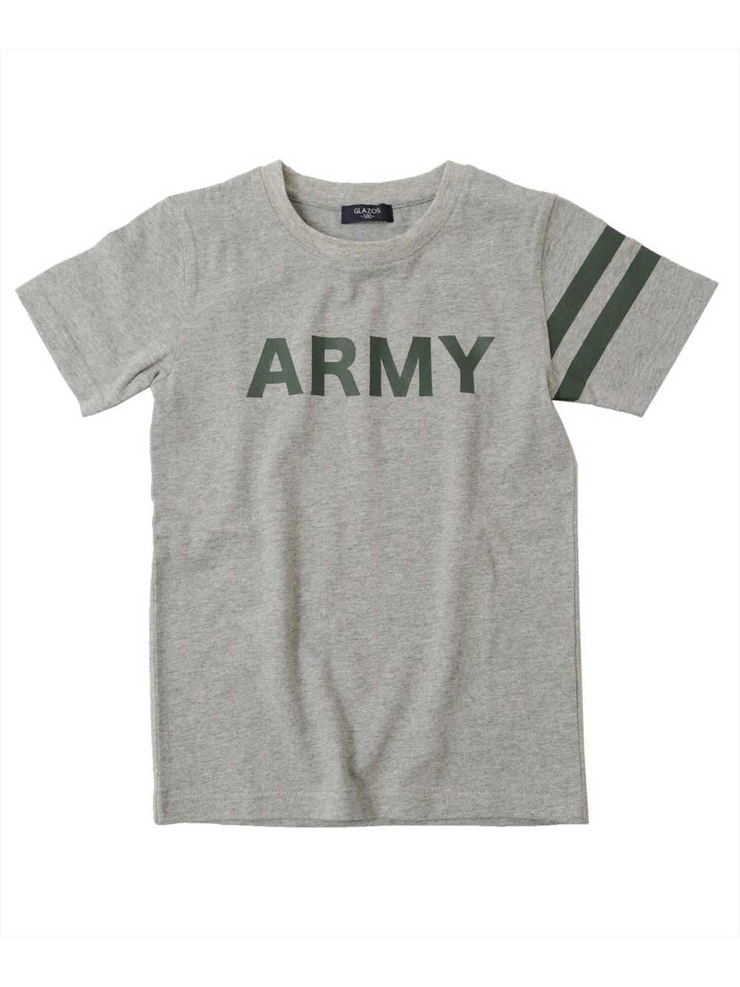 【6,000円(税込)以上のお買物で全国送料無料。】【GLAZOS】天竺・ARMYロゴプリント半袖Tシャツ