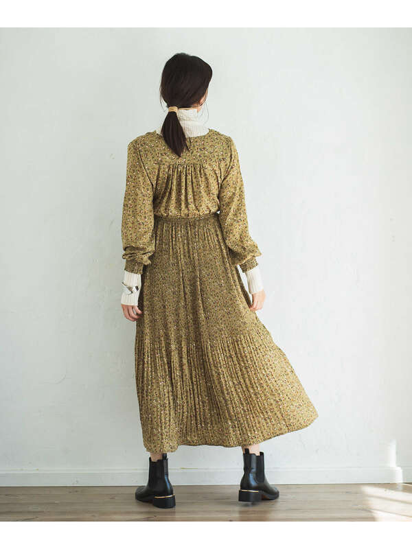 Pairmanon レトロ ヴィンテージ 花柄 カシュクールプリーツ 長袖 ワンピース グレー ブラック ベージュ ダークブラウン カーキ チョコレート Stripe Club Kids By Smarby ストライプクラブ キッズ バイ スマービー のキッズワンピース Ccn9074 Mn0awop235