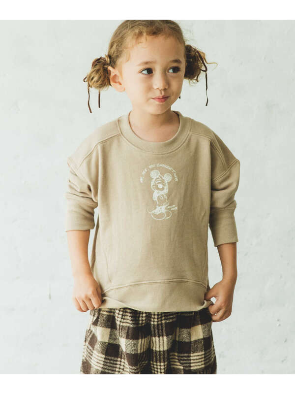 Pairmanon ママとおそろい Disney ミッキー 裏毛 ショート 長袖 スウェット トレーナー ユニセックス アイボリー ブラック グレーベージュ モカ Stripe Club Kids By Smarby ストライプクラブ キッズ バイ スマービー のキッズその他トップス Ccn9074