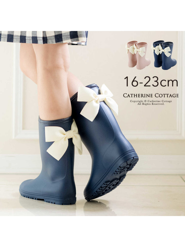 Catherinecottage グログランバックリボンレインブーツ ピンク ネイビー Stripe Club Kids By Smarby ストライプクラブ キッズ バイ スマービー のキッズその他シューズ Ccn9067 De007 ファッション通販のstripe Club
