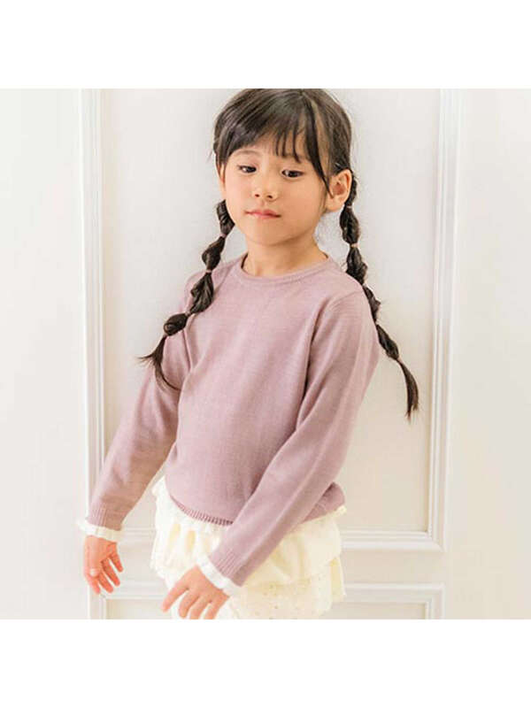 Catherinecottage 女の子ニットバイカラーフリルニット オフホワイト グレー ピンク パープル Stripe Club Kids By Smarby ストライプクラブ キッズ バイ スマービー のキッズニット セーター Ccn9067 Hl002 ファッション通販のstripe Club