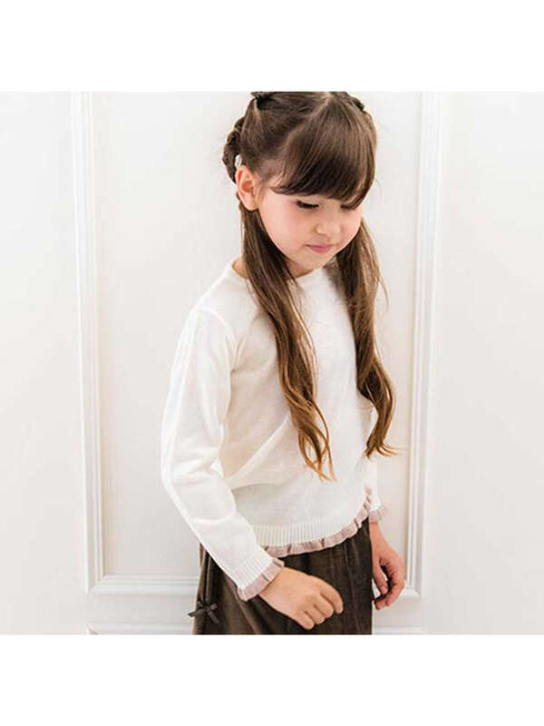 Catherinecottage 女の子ニットバイカラーフリルニット オフホワイト グレー ピンク パープル Stripe Club Kids By Smarby ストライプクラブ キッズ バイ スマービー のキッズニット セーター Ccn9067 Hl002 ファッション通販のstripe Club