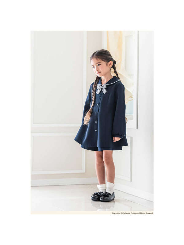 Catherinecottage 女の子フォーマルワンピース長袖セーラーカラーxラインワンピース キュロットパンツスーツ ネイビー Stripe Club Kids By Smarby ストライプクラブ キッズ バイ スマービー のキッズスーツ Ccn9067 Ma226 ファッション通販のstripe Club