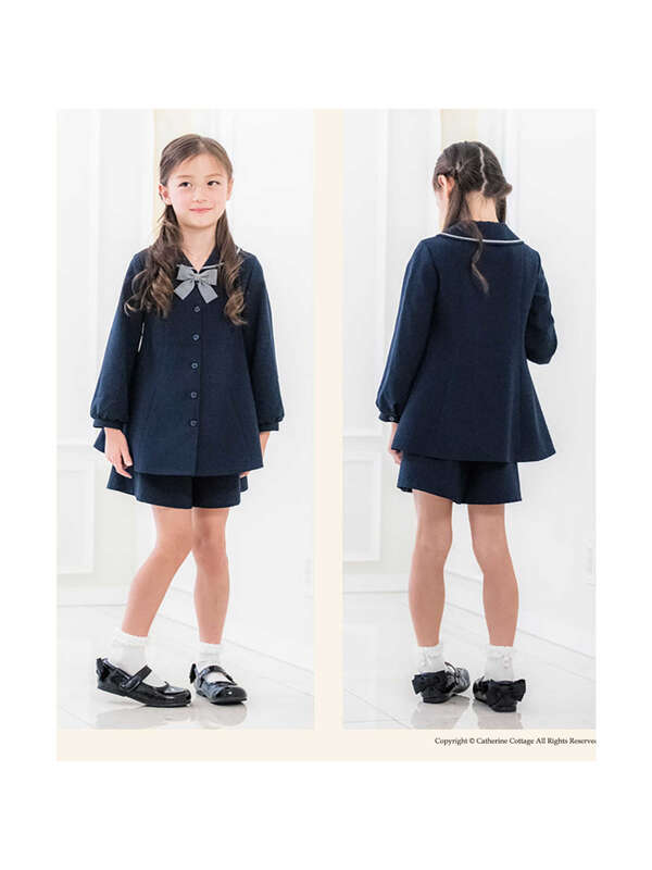 Catherinecottage 女の子フォーマルワンピース長袖セーラーカラーxラインワンピース キュロットパンツスーツ ネイビー Stripe Club Kids By Smarby ストライプクラブ キッズ バイ スマービー のキッズスーツ Ccn9067 Ma226 ファッション通販のstripe Club