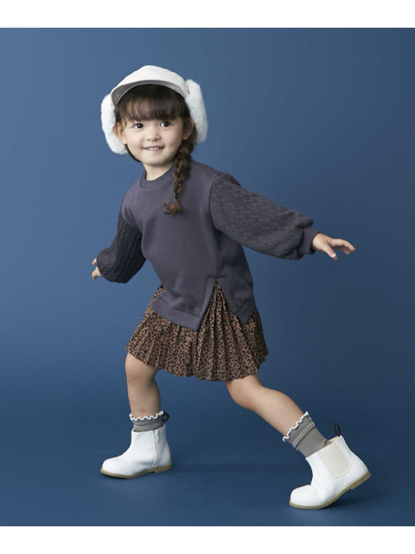 Petit Main 裏フリース ヒョウ柄プリーツドッキングスウェットワンピース ダークピンク チャコール Stripe Club Kids By Smarby ストライプクラブ キッズ バイ スマービー のキッズワンピース Ccn9045 ファッション通販のstripe Club