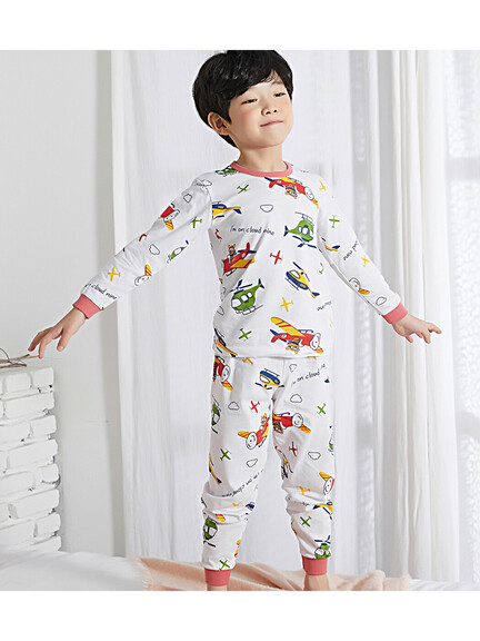 Teddyshop キャラクター柄ふんわりコットン長袖ルームウェアパジャマ 上下2点セット ブルー マルチ Stripe Club Kids By Smarby ストライプクラブ キッズ バイ スマービー のキッズパジャマ ルームウェア Ccn9080 Om023 ファッション通販のstripe Club